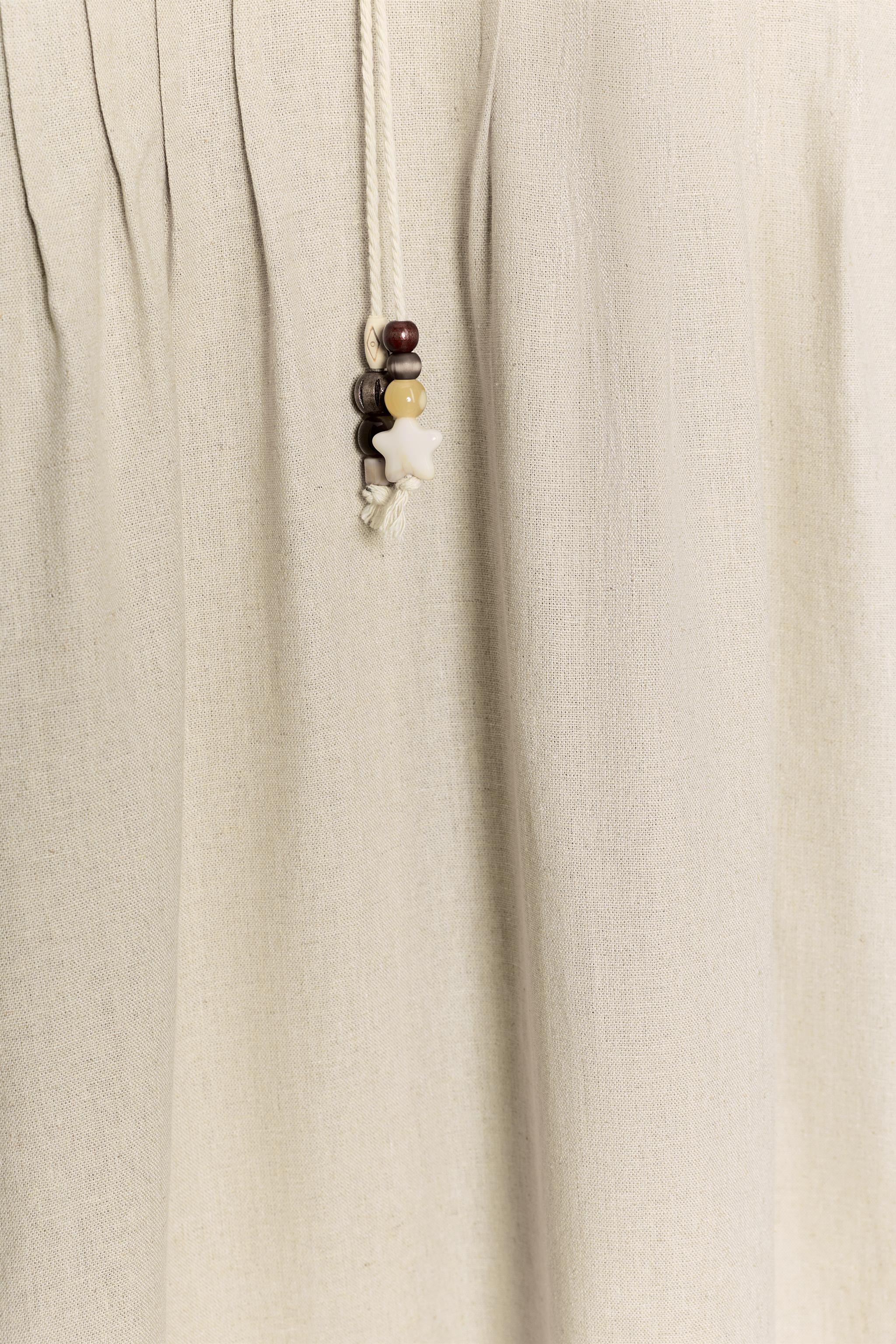 LINEN PLEATED MIDI DRESS